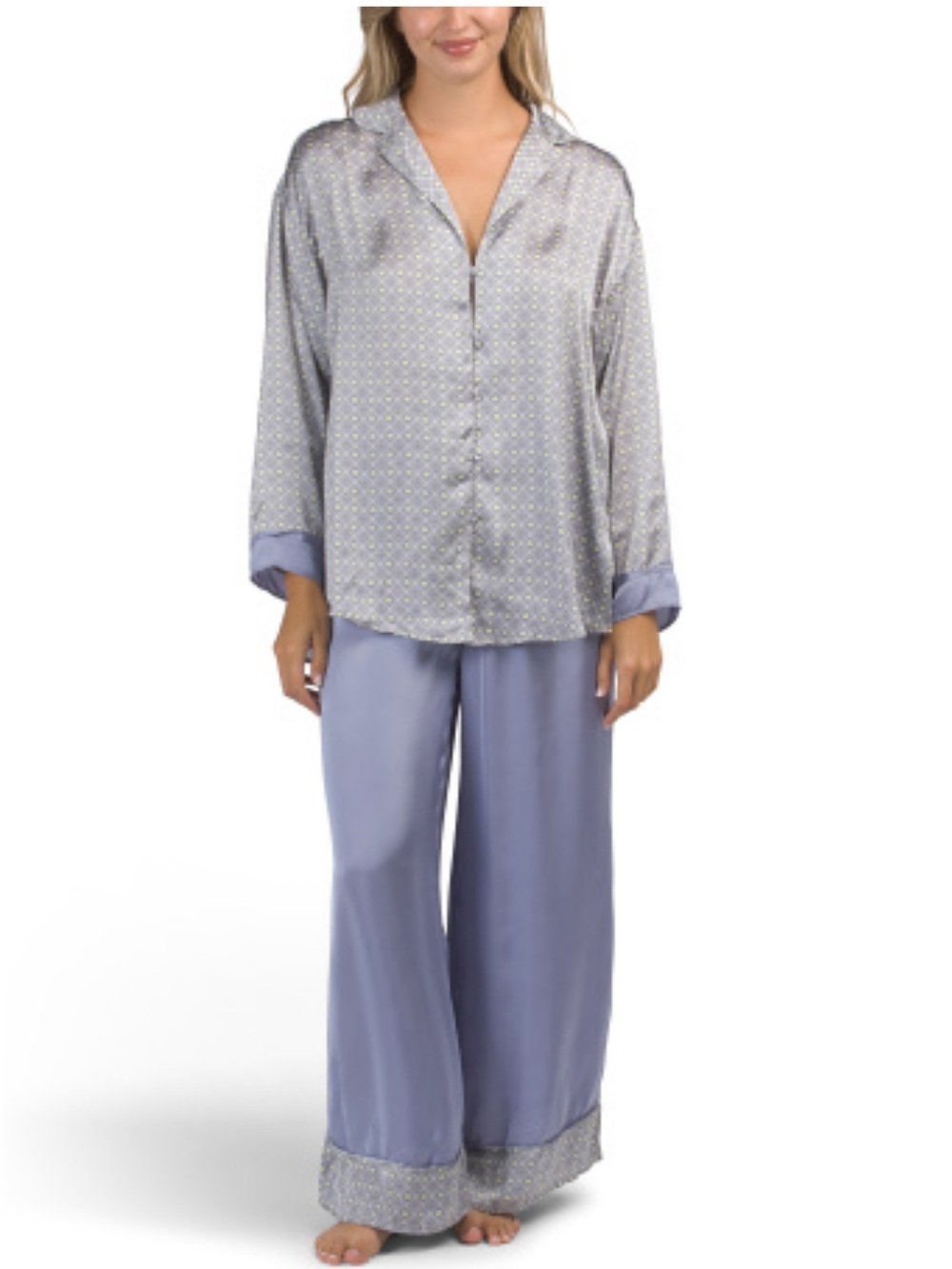 Free People Lavender Satin Printed Pajama Set